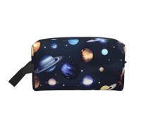 Planets Stars and Milky Way Galaxy Print Large Capacity Travel Toiletry Bag Unisex Daily Use Storage Weekend Trips Pouch