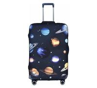 Planets Stars and Milky Way Galaxy Print Protective Luggage Cover Elastic Washable Suitcase Protector Travel Gear Protector, White, L