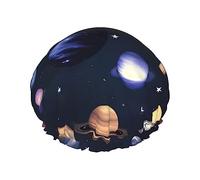 Planets Stars and Milky Way Galaxy Print Shower Cap, Shower Cap for Women Reusable, Waterproof Bath Cap,Quick Drying Bath Hair Cap