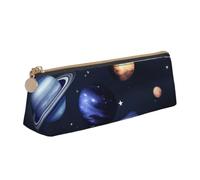 Planets Stars and Milky Way Galaxy Print Stylish Triangular Pencil Case Pouch for Large-Capacity Stationery Organizer