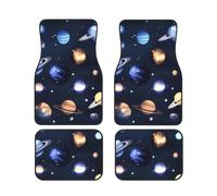 Planets Stars and Milky Way Galaxy Print Vehicle Accessories Foot Mat Set 4 Pieces Floor Mats Protection Vans Sedans Trucks