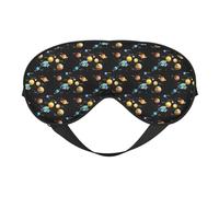 Planets Stars and Milky Way Galaxy Printing Soft Eye Mask Reversible Cover for Travel Adjustable Strap Blackout Sleep