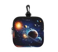 Planets Stars and Milky Way Galaxy Square Zipper Pouch with All-Over Print,Waterproof Small Organizer Bag, Lightweight Durable for Coins,Cards, Keys for Travel Daily Use