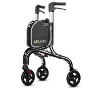 Planetwalk Premium 3 Wheel Rollator Walker for Seniors - Ultra Lightweight Foldable Walker for Elderly, Aluminum Three Wheel Mobility Aid, Black