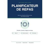 Planificateur de Repas Hebdomadaire: Carnet de menus de la semaine avec liste de courses | Petit-déjeuner, déjeuner, dîner & en-cas | 100 semaines à remplir