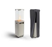 Planika - Faro - Portable Patio Heater - 8 KW Gas Propane Fireplace Outdoor, Garden (Black + Cover)