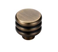 Plank Hardware Alva Satin Brass Antique Brass Effect Circular Cabinet Knob (Dia)30mm