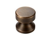 Plank Hardware Felix Satin Brass Antique Brass Effect Round Cabinet Knob (Dia)25mm