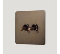 Plank Hardware Kepler 2G Two Way Knurled Toggle Switch - Antique Brass