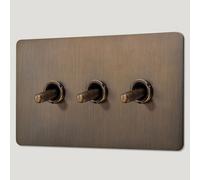 Plank Hardware Kepler 3G Two Way Knurled Toggle Switch - Antique Brass