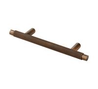 Plank Hardware Knurled Satin Antique Brass Kitchen Cabinet Bar Pull Handle (L)16Cm (D)33mm, 185G