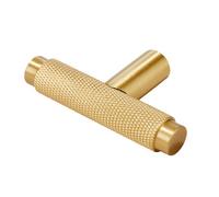 Plank Hardware Knurled Satin Brass Kitchen Cabinet T-Shaped Pull Handle (L)5.7Cm (D)33mm, 90G