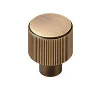 Plank Hardware Plank Hardware Satin Brass Antique Brass Effect Round Grooved Cabinet Knob (Dia)25mm