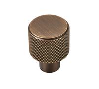 Plank Hardware Plank Hardware Satin Brass Antique Brass Effect Round Knurled Cabinet Knob (Dia)25mm