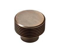 Plank Hardware Satin Antique Brass Antique Brass Effect Round Grooved Cabinet Knob (Dia)32mm