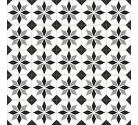 Plank & Tile Effect Flash Vinyl Flooring 2.3mm Realistic Foam Backed Lino Slip Resistant (White & Black Star Tiles, 5m x 3m)
