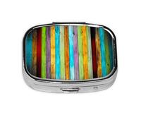 Planks in Carpentry Oak Timber Print Pill Box 2 Compartment Medicine Pill Case,Portable for Pocket Or Purse Pill Box Decorative Metal Medicine Organizer