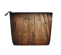 Planks Weathered Old Look Print Cosmetic Bag for Women,Faux Linen Makeup Bag Large Capacity,Perfect for Travel Daily Use