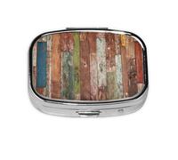 Planks Weathered Old Look Print Pill Case Portable Square Pill Box with 2 Compartments,for Purse Pill Box Travel Bag