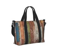 Planks Weathered Old Look Print Travel Hand Bag for Women Men Foldable Weekend Vacation Journeys Tote Shoulder Bags