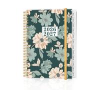 Planner 2026-2027 - Academic Planner from July 2026 to June 2027, Weekly & Monthly Planners Spiral Bound with 12-Month Tabs, Inner Pocket, 6.25" x 8.5", Green Flower