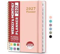 Planner 2026-2027 for Women & Men, Academic Monthly and Weekly Calendar Planner, Jul 2026 - Jun 2027, A4 (8.5" x 11"), Teacher Student Planning Book with Tabs, Ideal for Office School Supplies - Pink