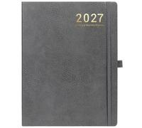 Planner 2026-2027 - Planner Weekly and Monthly 2026-2027, Jul 2026 - Jun. 2027, 8.5" x 11", Academic Calendar, Leather Cover Planners with Thick Paper, Back Pocket with Notes Pages - Grey