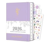 Planner 2026, Weekly and Monthly Planner with Tabs from Jan 2026 - Dec 2026, A5 Hardcover Academic Calendar with Date for School & Office Schedule, 5.8" x 8.3", Purple