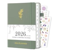 Planner 2026, Weekly and Monthly Planner with Tabs from Jan 2026 - Dec 2026, A5 Hardcover Academic Calendar with Date for School & Office Schedule, 5.8" x 8.3", Sage Green