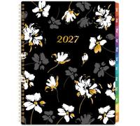 Planner 2027- Weekly Monthly Academic Planner, Jannary 2027 - December 2027, Calendar Planners 2027 with Colorful Tabs, Inner Pocket, Floral Cover, 8.5'' x 11''