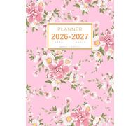 Planner April 2026-2027 March: A5 Weekly and Monthly Notebook Organizer | Gentle Blooming Flower Design Pink