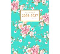Planner April 2026-2027 March: A5 Weekly and Monthly Notebook Organizer | Gentle Blooming Flower Design Turquoise
