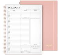 Planner Asten Daily Agenda with To Do List, Hourly Spiral Appointment Book Notebook for Women and Men, with Elastic Closure, Day Planner for ADHD (8.5" x 11", Pale Pink)