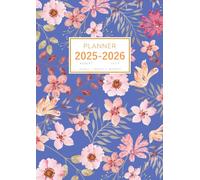 Planner August 2025-2026 July: A4 Large Notebook Organizer with Hourly Time Slots | Illustrated Stylish Floral Design Blue