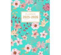 Planner August 2025-2026 July: A4 Large Notebook Organizer with Hourly Time Slots | Illustrated Stylish Floral Design Turquoise