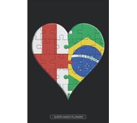 Planner: England Brazil Jigsaw Heart Design Combined Flags For English Brazilian
