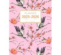 Planner June 2025-2026 May: 8.5 x 11 Weekly and Monthly Organizer | Traditional Japanese Bird Flower Design Pink