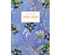 Planner June 2025-2026 May: A4 Large Notebook Organizer with Hourly Time Slots | Marble Oak Floral Design Blue