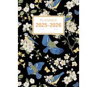 Planner June 2025-2026 May: A5 Weekly and Monthly Organizer | Bird and Blooming Flower Tree Design Black