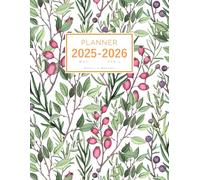 Planner May 2025-2026 April: 8.5 x 11 Weekly and Monthly Organizer | Wild Herb Berry Garden Design White