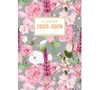 Planner May 2025-2026 April: A4 Weekly and Monthly Organizer | Exotic Botanical Flower Design Gray