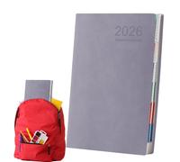 Planner Notebook - A5 2026 Daily Agenda for Work, School with Task Management, Notes Journal for Fitness, Travel, College, Economy, Imitation Leather Covers, Adhesive Bin