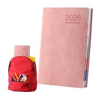 Planner Notebook - A5 2026 Daily Agenda for Work, School with Task Management, Notes Journal for Fitness, Travel, College, Economy, Imitation Leather Covers, Adhesive Bin