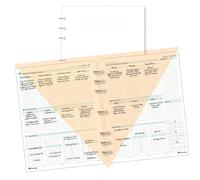 Planner Pad 7 Hole Loose Leaf 3-Tier Funnel Down 12 Month Large Size Organizer, July 2026 - June 2027 / Academic Year, Soft Green Ink, 8 1/2" x 11”
