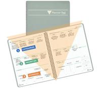 Planner Pad Spiral Bound 3-Tier Funnel Down 12 Month Medium Size Organizer, July 2026 - June 2027 / Academic Year, Greenish Grey Cover/Soft Green Ink, 6 3/4" x 8 1/2"