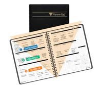 Planner Pad Spiral Bound 3-Tier Funnel Down 12 Month Organizer, July 2025 - June 2026 / Academic Year, Black Cover/Black Ink, 6 3/4" x 8 1/2"