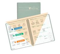 Planner Pad Spiral Bound 3-Tier Funnel Down 12 Month Organizer, July 2025 - June 2026 / Academic Year, Greenish Grey Cover/Soft Green Ink, 6 3/4" x 8 1/2"