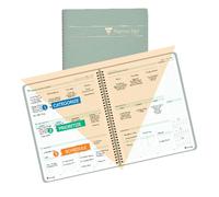 Planner Pad Spiral Bound 3-Tier Funnel Down 12 Month Organizer, July 2025 - June 2026 / Academic Year, Greenish Grey Cover/Soft Green Ink, 8 1/2" x 11"