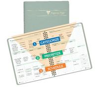 Planner Pad Spiral Bound 3-Tier Funnel Down 12 Month Organizer, October 2025 - September 2026, Greenish Grey Cover/Soft Green Ink, 6 3/4" x 8 1/2"