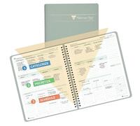 Planner Pad Spiral Bound January-December 2025/ Calendar Year 6 3/4" x 8 1/2" Medium 3-Tier Funnel Down 12 Month Organizer, Greenish Grey Cover/Soft Green Ink